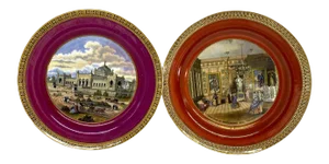 1876 Philadelphia Exhibition Porcelain Plates - a Pair