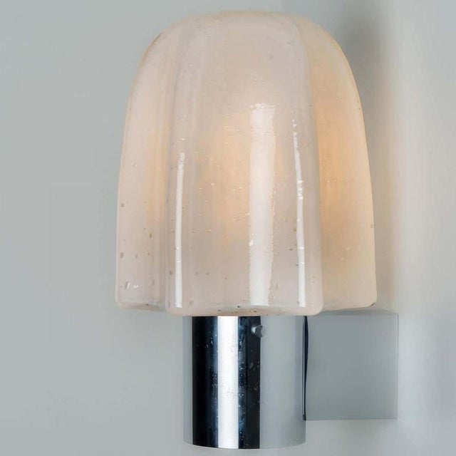 Mushroom Chrome & Glass Wall Lights attributed to Doria Leuchten, Germany 1970s, Set of 2 For Sale - Image 9 of 14