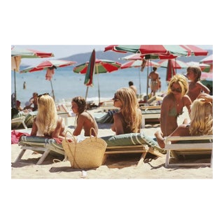 Saint-Tropez Beach 1971 by Slim Aarons Black Framed C-Print For Sale