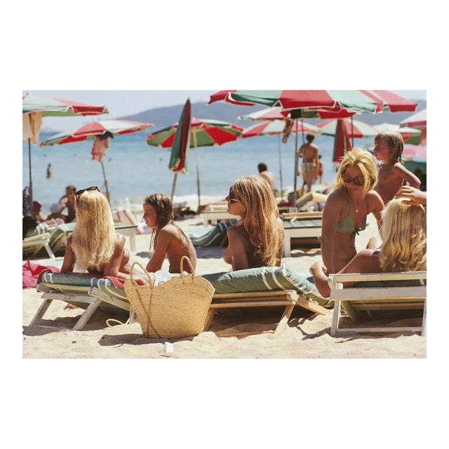 Saint-Tropez Beach 1971 by Slim Aarons Black Framed C-Print For Sale