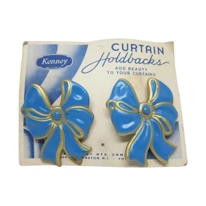 Pair of Late 20th Century Blue & Gold Bow Curtain Holdbacks