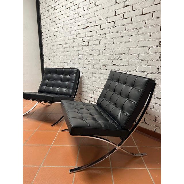 Early 21st Century Barcelona Chairs by Mies van der Rohe for Knoll, 2010, Set of 2 For Sale - Image 5 of 9