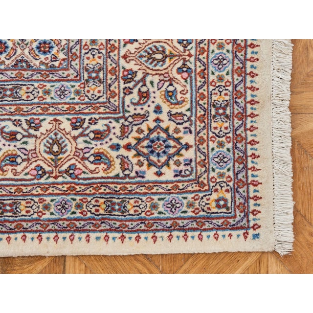 Traditional Middle Eastern rug from the Moud region, known for its high quality craftsmanship and delicate pattern. This...