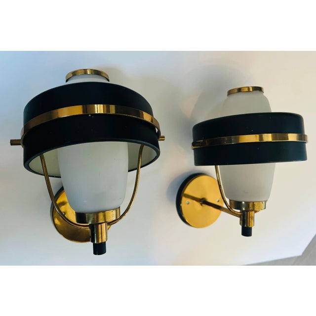 Black 1950s Stilnovo Italian Mid Century Wall Lights - A Pair For Sale - Image 8 of 13