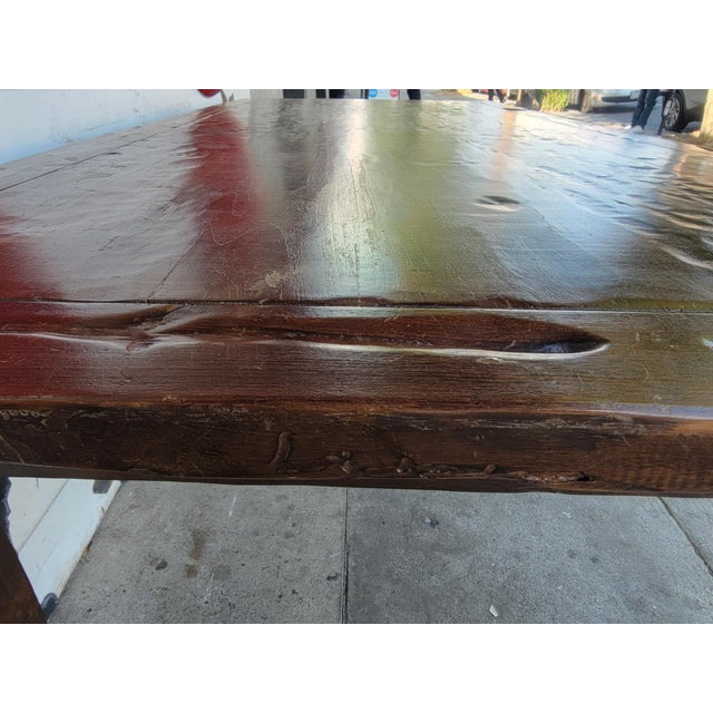 1980s Rustic Solid Wood Dining Table For Sale - Image 12 of 18