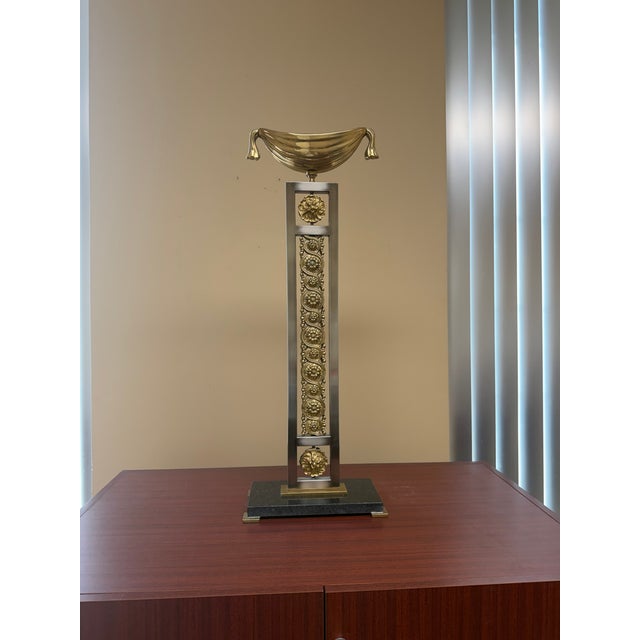 Hand-Cast Ormolu Brass Table Torchère With Marble Base For Sale - Image 4 of 8