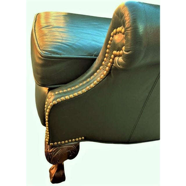 Late 20th Century Sam Moore Classic Hunter Green Leather Club Reclining