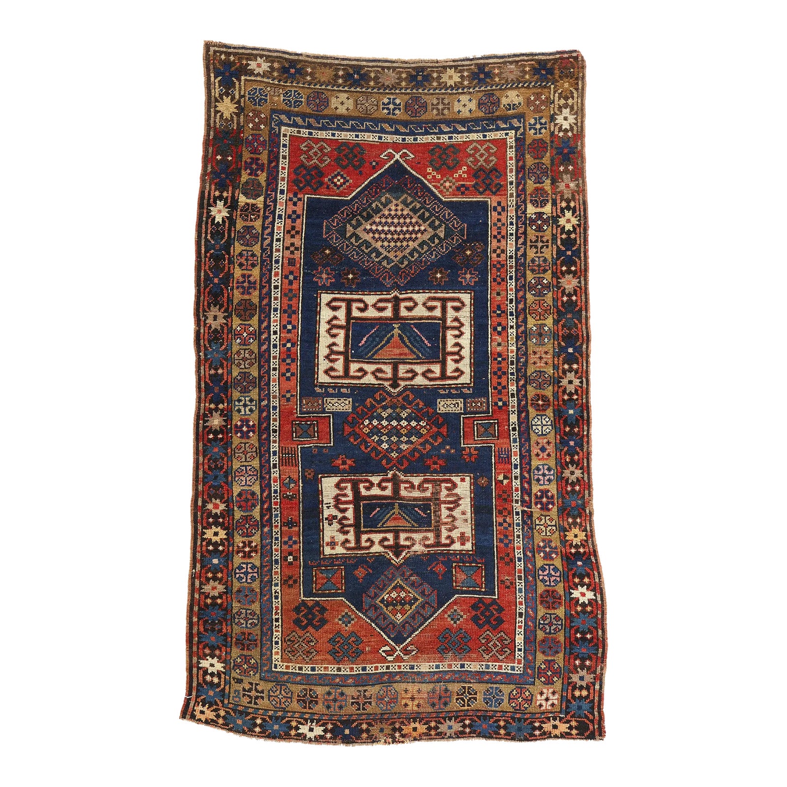 1890's Antique Caucasian Tribal Kazak Rug - 03'09 X 06'03 | Chairish