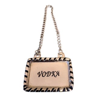 Late 20th Century Chrome Vodka Decanter Label For Sale