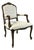 1980s Vintage Hollywood Regency French Provincial Open Arm Bergere Side Chair, Newly Reupholstered For Sale