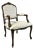 1980s Vintage Hollywood Regency French Provincial Open Arm Bergere Side Chair, Newly Upholstered For Sale