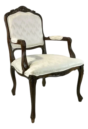 1980s Vintage Hollywood Regency French Provincial Open Arm Bergere Side Chair, Newly Upholstered