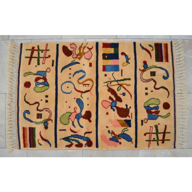 Kandinsky - Four Parts - Inspired Hand Knotted Area Rug Small Rug 2′7″ × 4′2″ For Sale - Image 15 of 18