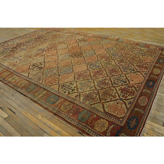 Ivory 1870s Ivory Tribal Shrub Antique Nw Persian Bakshaiesh Rug 9' X 13'2" Hand Knotted Wool Carpet For Sale - Image 8 of 17