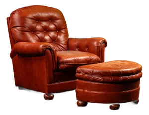 Vintage Tufted Leather Lounge Chair and Ottoman in Red