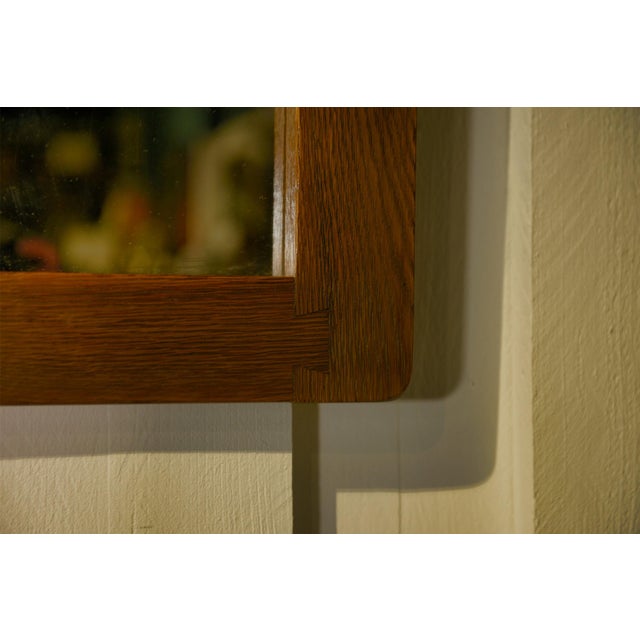 Brutalist Mirror in Oak with Metal Ring, 1960s For Sale - Image 6 of 7