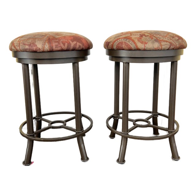 Pair of Vintage Swivel Stools -2 For Sale