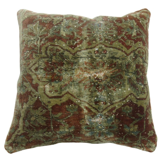 Pillow made from a Mohtasham Kashan rug. Measures: 20'' x 20''.