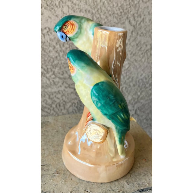 Hollywood Regency Mid 20th-Century Palm Beach Chic Regency-Style Lusterware Parrot Bud Vase, Japan For Sale - Image 3 of 12