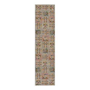Hand-Crafted Floral Mid-Century American Hooked Runner