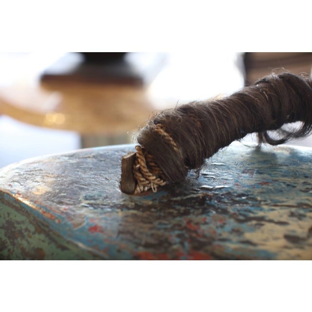 Rustic Asian Wooden Painted Bell For Sale - Image 3 of 9