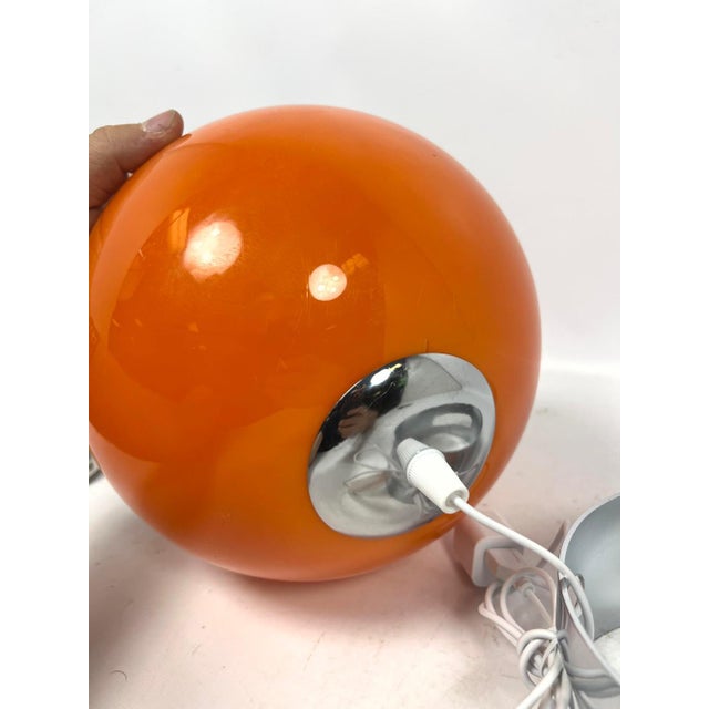 Orange 1960s Orange Ball Form Glass Lamp With Chrome Base- Attributed to Harvey Guzzini For Sale - Image 8 of 9