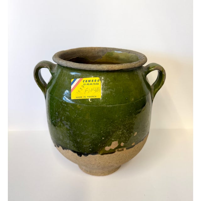 Ceramic Antique French Confit Pot Green Glazed Terracotta For Sale - Image 7 of 11