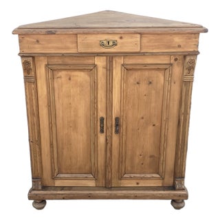 Pine Corner Cupboard With Two Doors and One Drawer For Sale