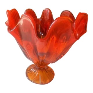 Mid Century Modern 1960's Glass Vase by Viking For Sale