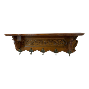 Vintage French Carved Wood Coat Rack