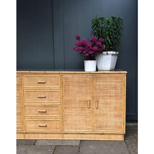 Mid Century Rattan and Bamboo Sideboard, Italy, 1970s For Sale - Image 4 of 7