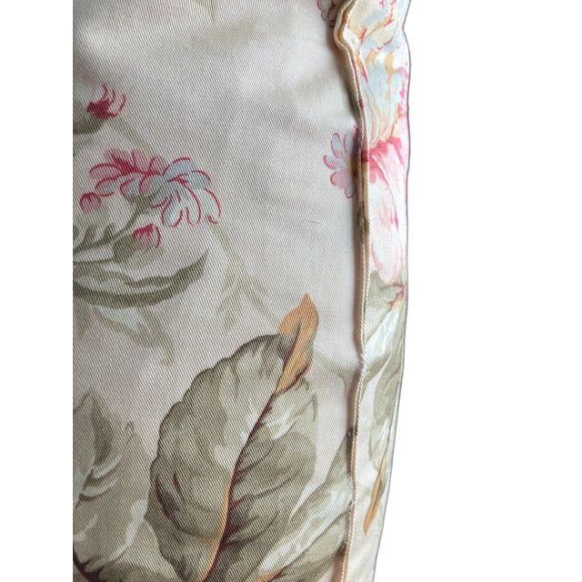 Tan Vintage Handmade Waverly's "Forever Yours Peony" Fabric Down Throw Pillow For Sale - Image 8 of 10