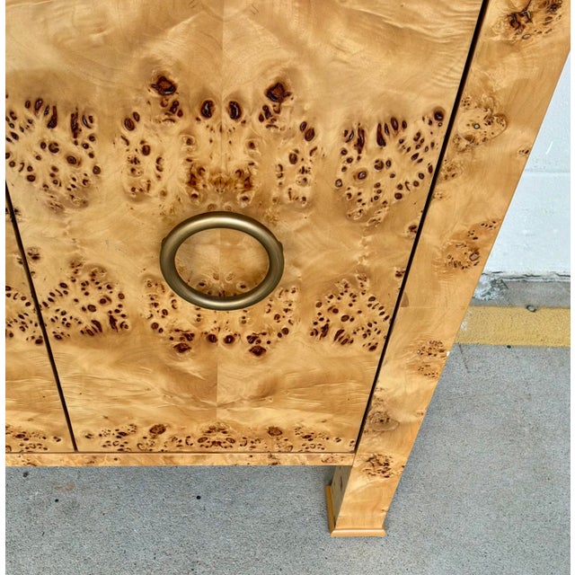 Worlds Away Worlds Away Modern Burl Wood and White Marble Vanity For Sale - Image 4 of 5