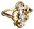 Vintage 14k Gold & Diamond Ring Swirled Freeform Cluster Three Stone Size 6.25 For Sale