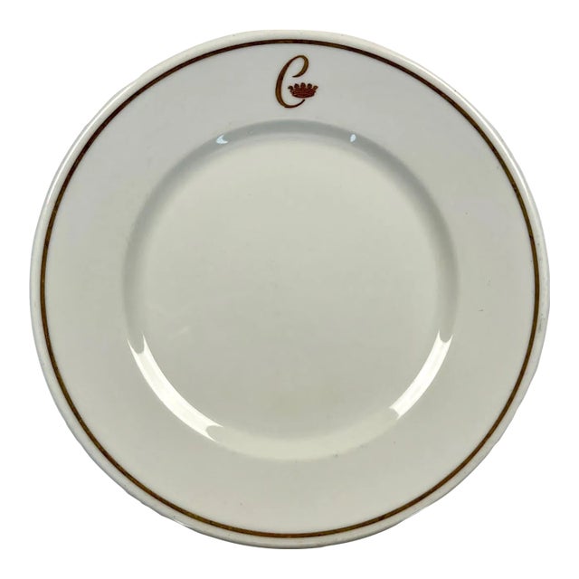 Vintage Hôtel De Crillon Paris Plate | Gda Limoges Crowned C Monogram, Gold Rim For Sale