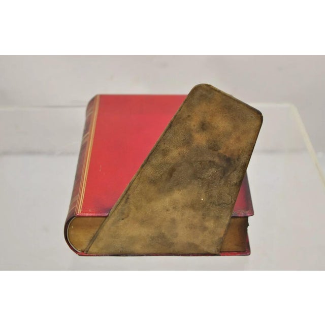 Vintage Italian Regency Red Leather Bound "Science" Faux Book Bookend For Sale - Image 9 of 11