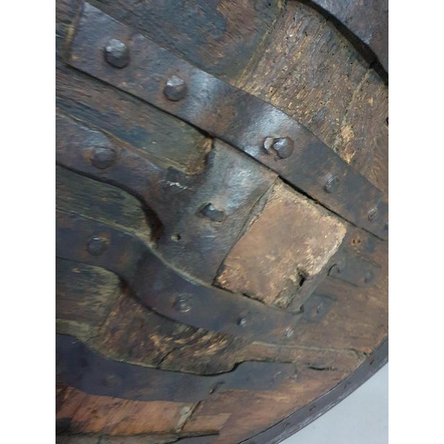 Wood Antique Ox Cart Wheel, 1800 For Sale - Image 7 of 17