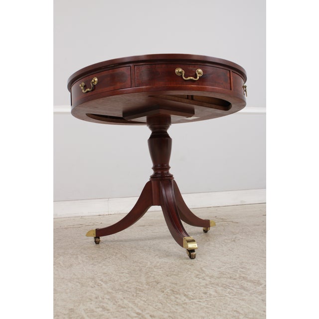 Baker Round Mahogany Pedestal Drum Table For Sale - Image 15 of 16