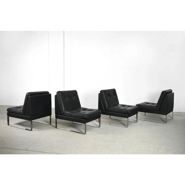 Minimalist German Leather & Chrome Modular Sofa from Klöber, 1980s, Set of 4 For Sale - Image 12 of 18