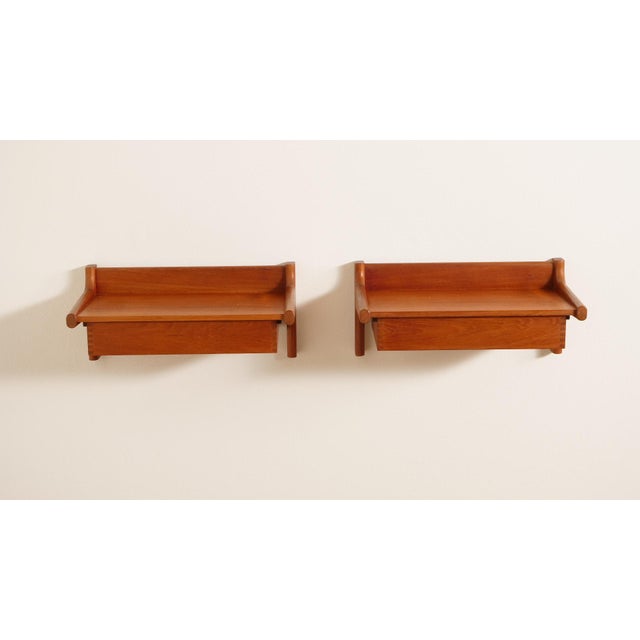 Mid-Century Modern Danish Floating Bedside Tables in Teak, Set of 2 For Sale - Image 3 of 11