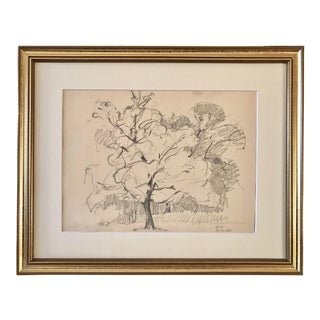 Antique Drawing of a Tree by Robert Whitmore C.1918 For Sale