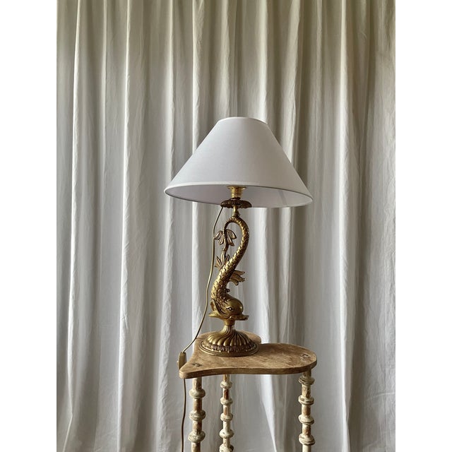Louis XV Style Gilt Bronze Dolphin Lamp, 1950s For Sale - Image 11 of 15