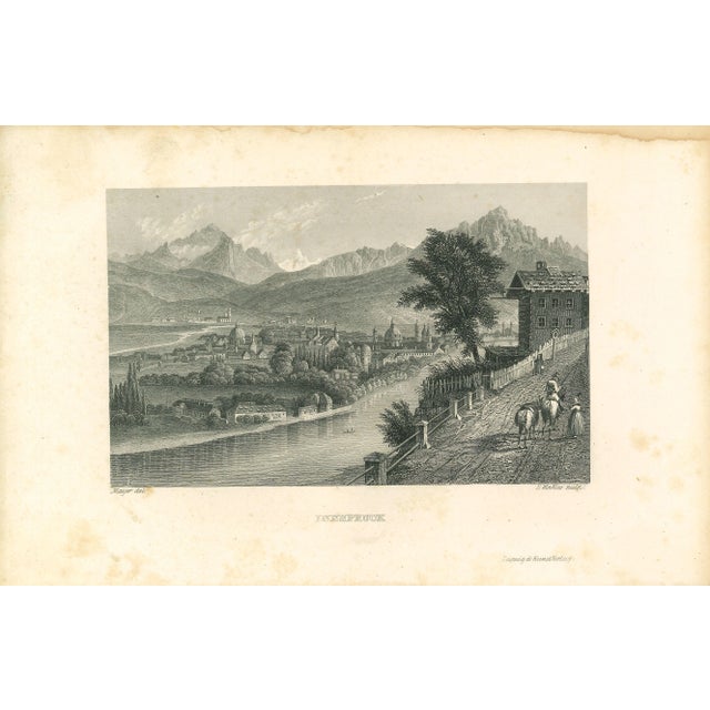 Innspruck is an original modern artwork realized in the first half of the 19th Century. Original B/W Lithograph on Ivory...