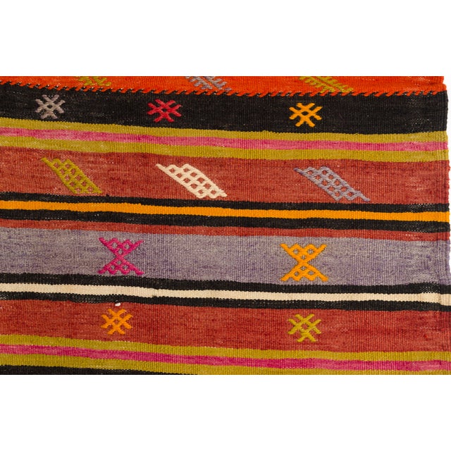 1950s Handwoven Striped Tribal Rug With Small Geometric Motifs For Sale - Image 10 of 10