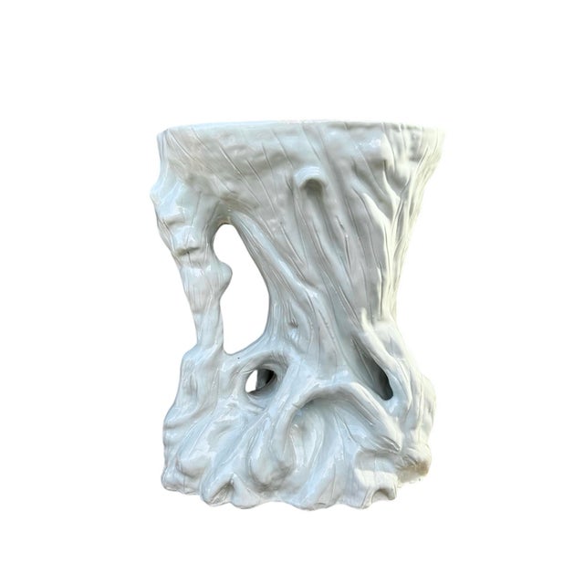 Chinoiserie Vintage Chinoiserie Faux Bois Celadon Ceramic Garden Stool / Accent / Side / Drinks Table For Sale - Image 3 of 7