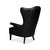 Wood Black High Back Leather Wing Chair For Sale - Image 7 of 10