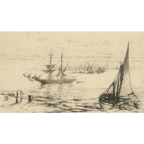 Haden, A Brig at Anchor Thames, 1870, Print For Sale - Image 4 of 10