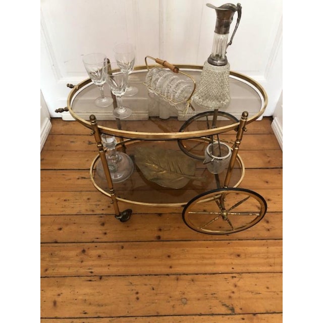 Neoclassical Brass Serving Trolley, 1960s For Sale - Image 3 of 11