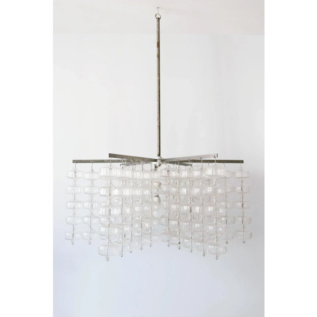 Large Mid-Century German Glass and Steel Chandelier by Aloys Ferdinand Gangkofner, 1960s For Sale - Image 12 of 18