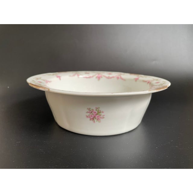 Limoges, France Antique Limoges Rose Swag Souffle Dish With Gold Accents by Charles Ahrenfeldt For Sale - Image 4 of 10